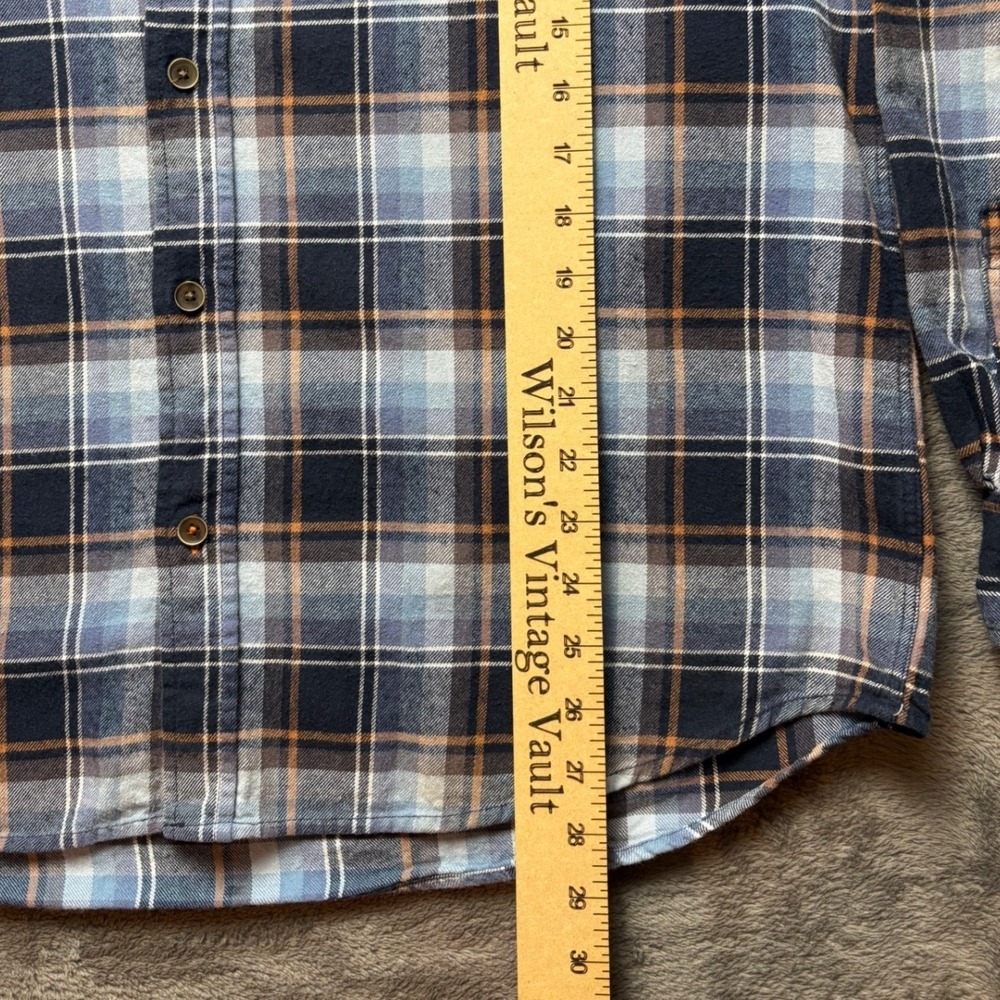 Weatherproof Vintage Shirt Mens XL Blue Brown Plaid 100% Cotton Button Down - Picture 4 of 8